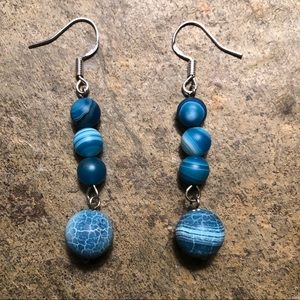 New SS Blue Agate Earrings